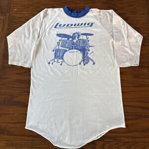 Vintage Ludwig Drums LED Zeppelin John Bonham 70s Raglan Band T Shirt Large